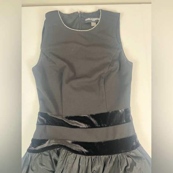 KARL LAGERFELD PARIS Women's Drop-Waist Velvet-Trim‎ Dress Size 2 - Picture 8 of 12
